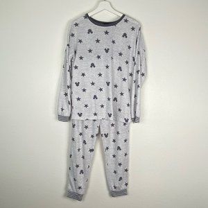 Disney Mickey Mouse Icon & Star Gray Pajamas Costco Womens Size Small Super Soft